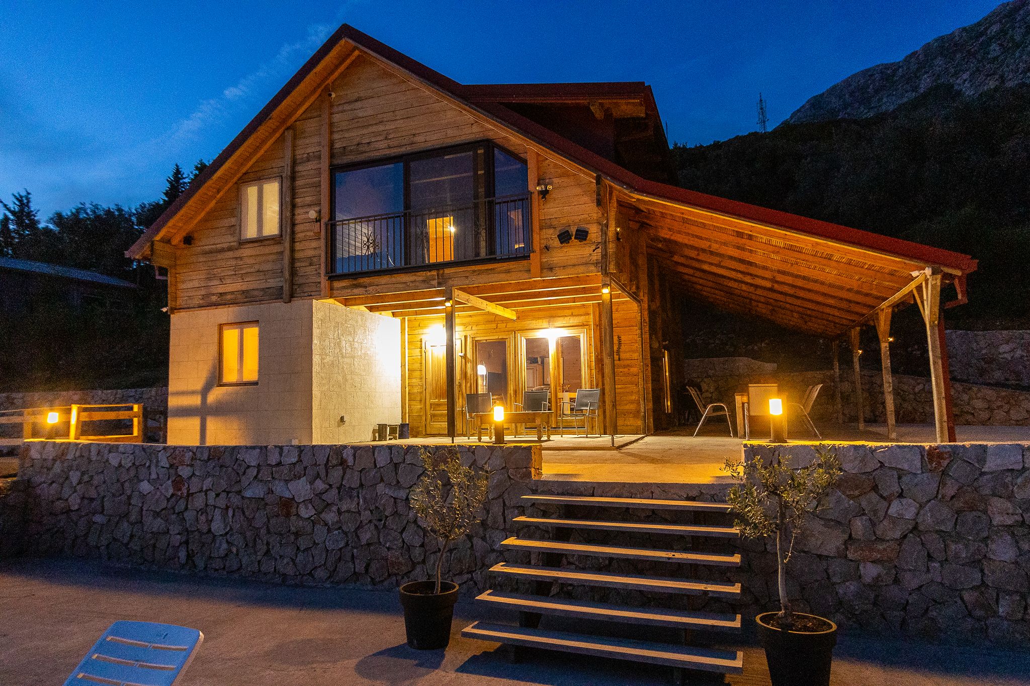 Villa exterior dusk