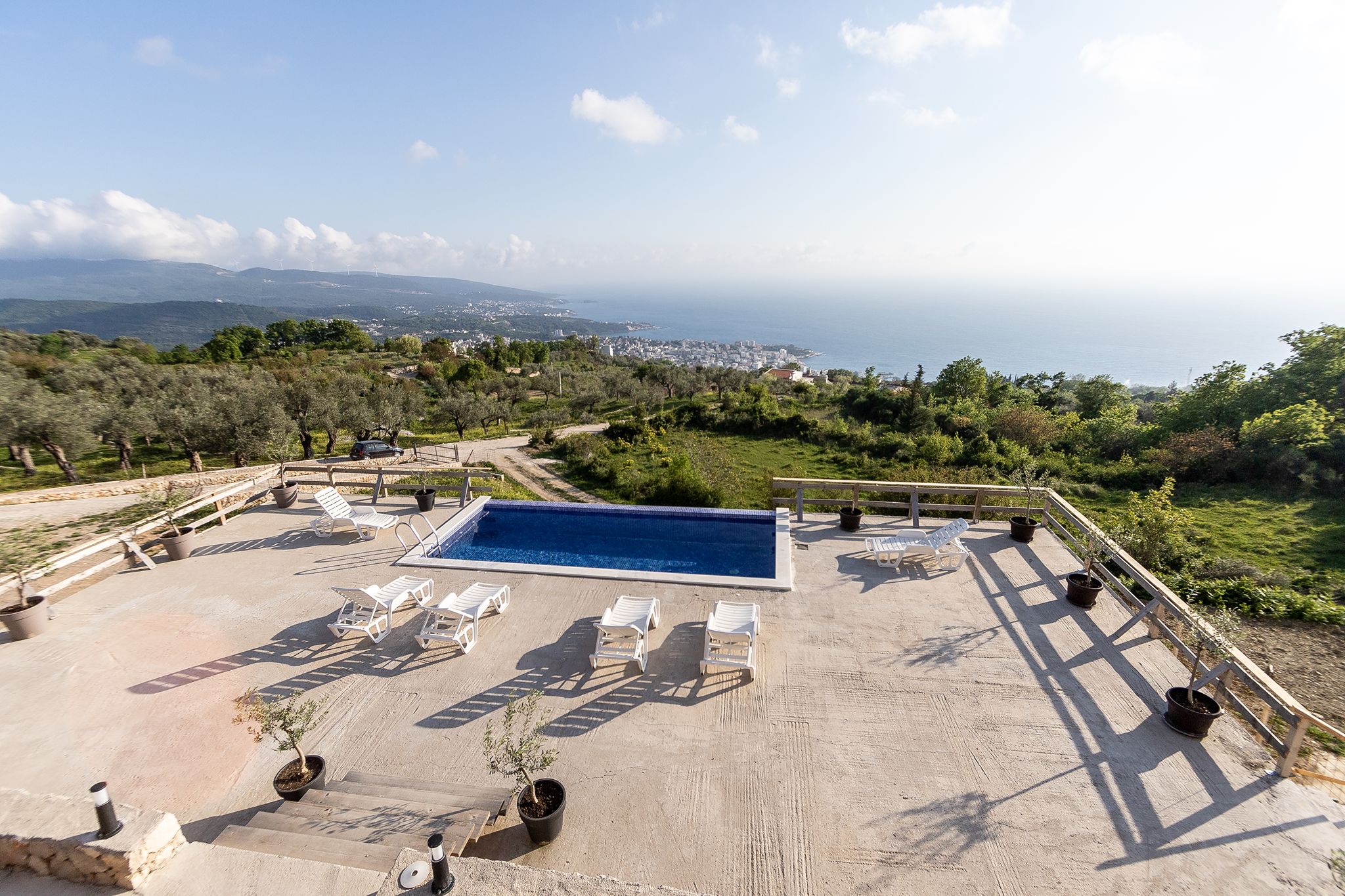 Aerial view of villa and pool